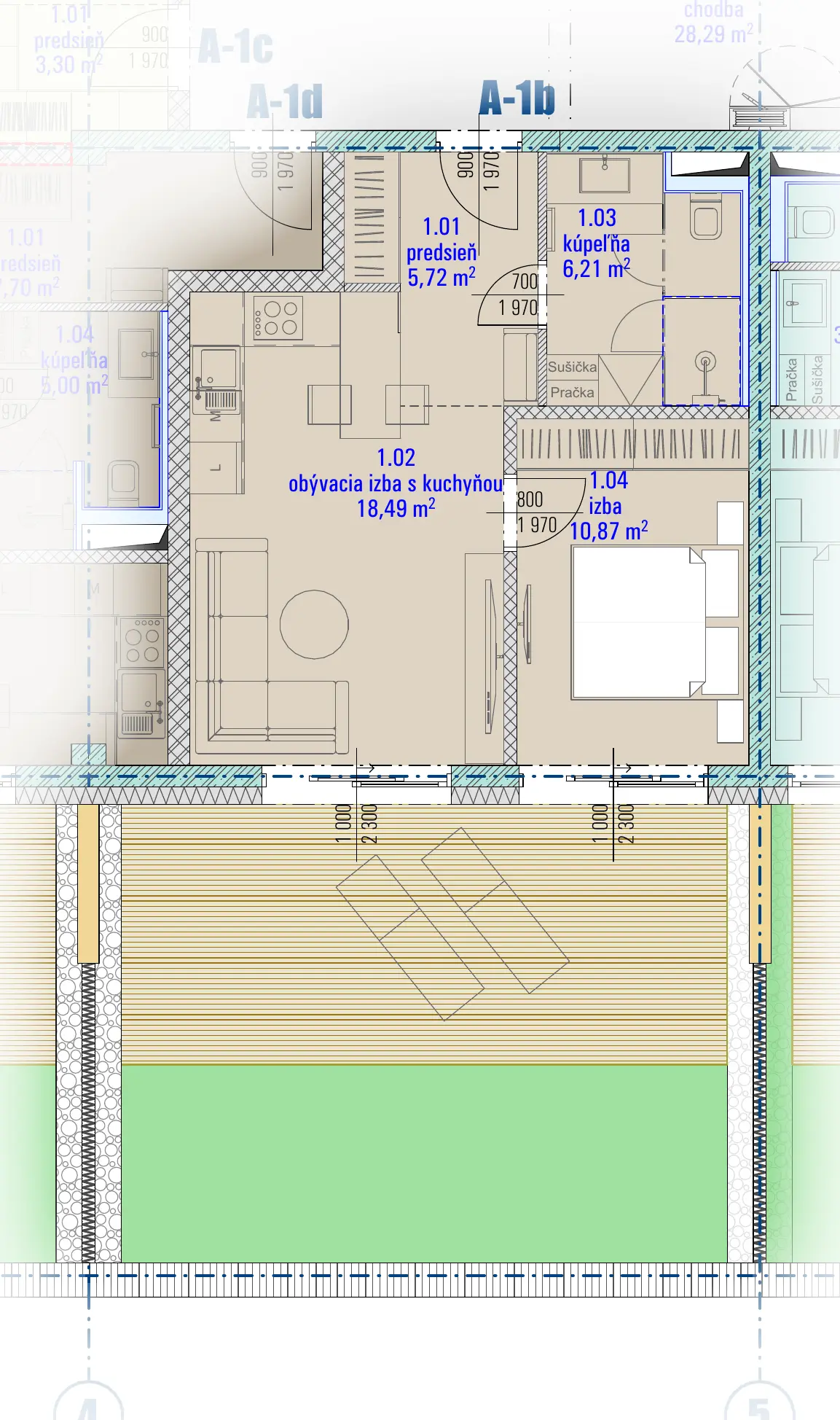 Pôdorys bytu A-1b, HARMONY Residence