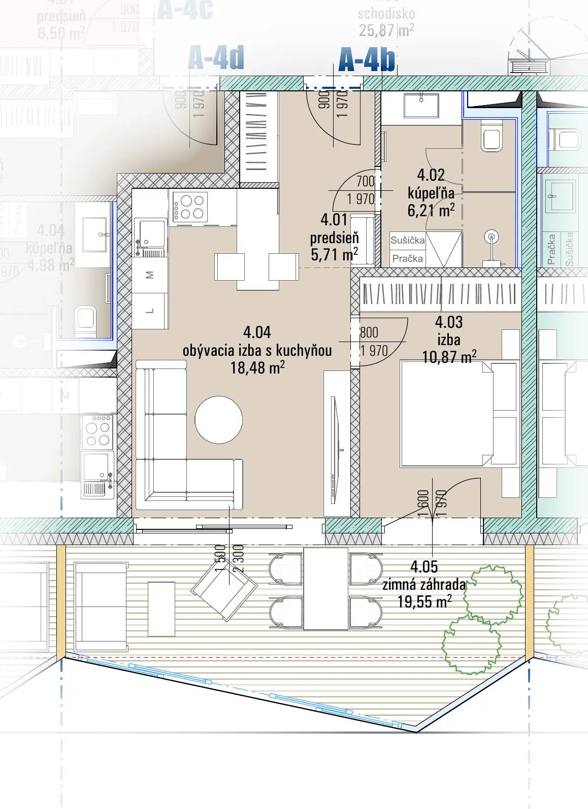 Pôdorys bytu A-4b, HARMONY Residence