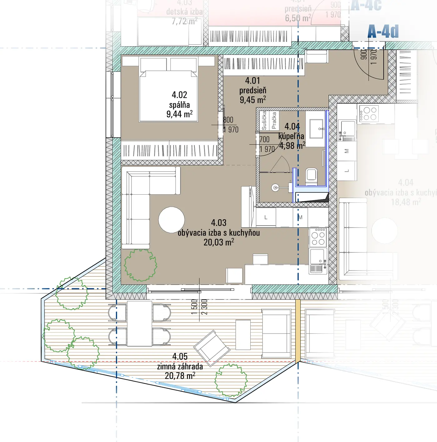Pôdorys bytu A-4d, HARMONY Residence