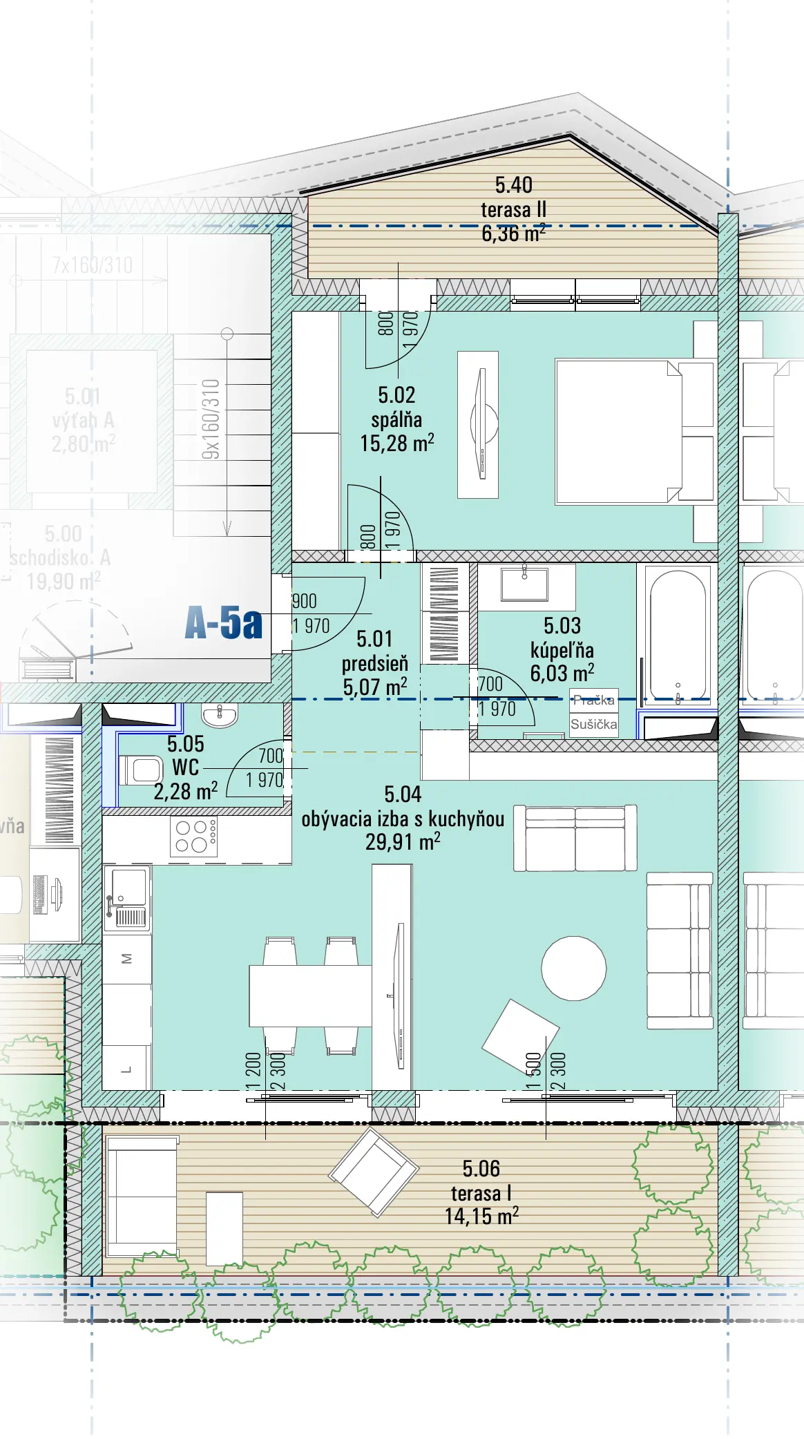 Pôdorys bytu A-5a, HARMONY Residence