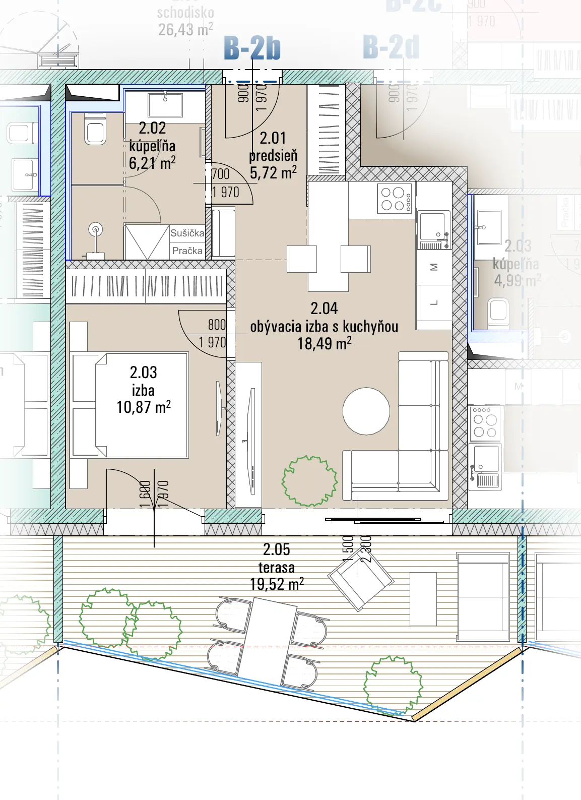 Pôdorys bytu B-2b, HARMONY Residence