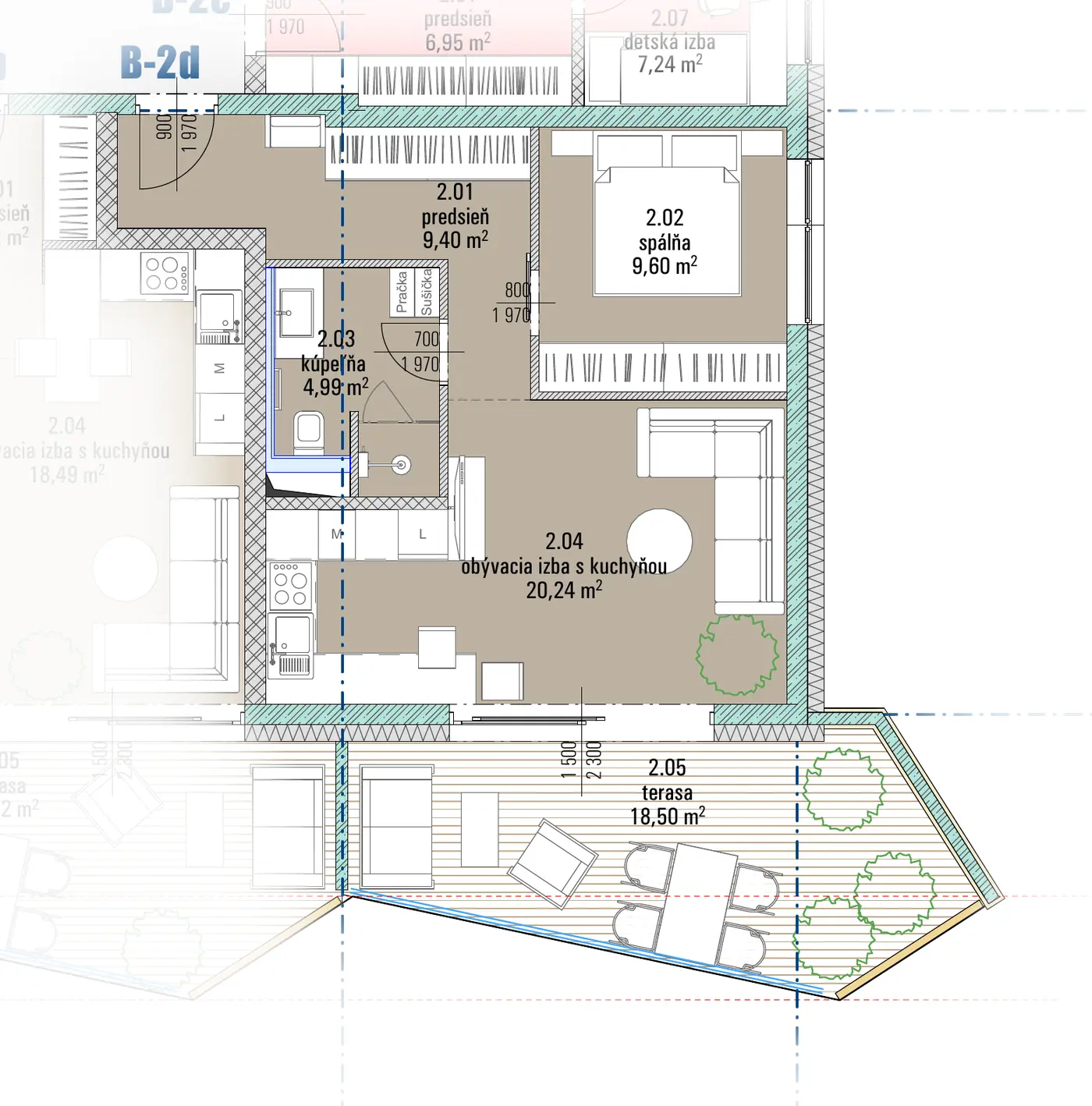Pôdorys bytu B-2d, HARMONY Residence