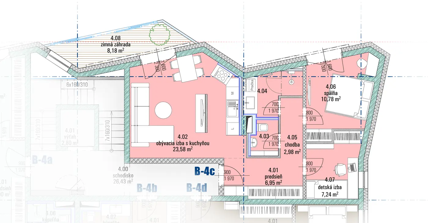 Pôdorys bytu B-4c, HARMONY Residence