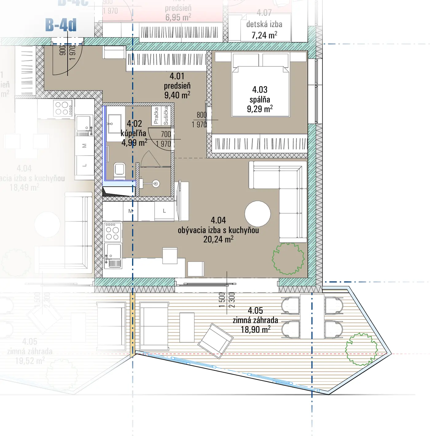 Pôdorys bytu B-4d, HARMONY Residence
