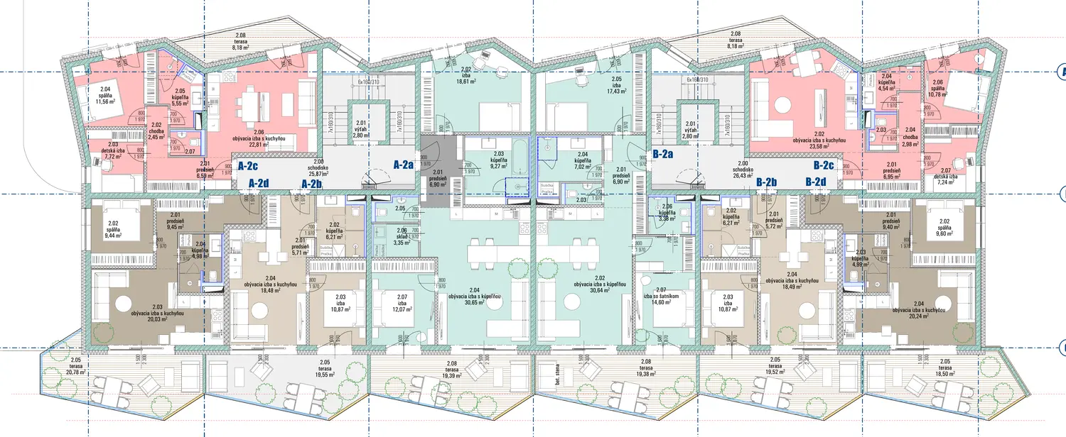 Pôdorys podlažia s bytmi, HARMONY Residence