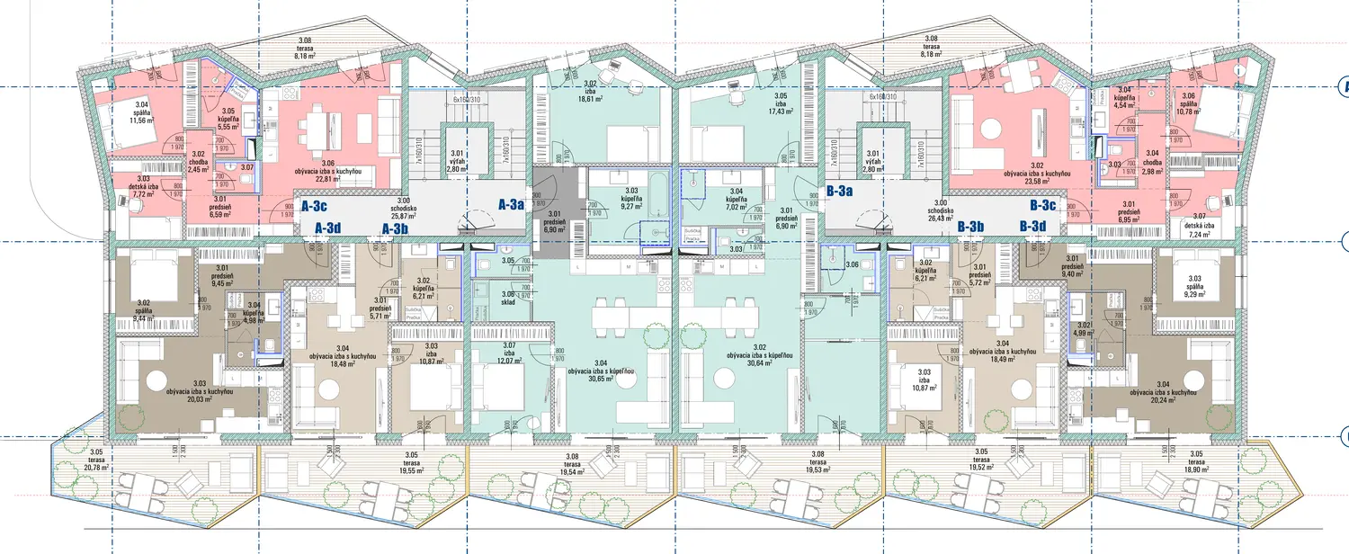 Pôdorys podlažia s bytmi, HARMONY Residence