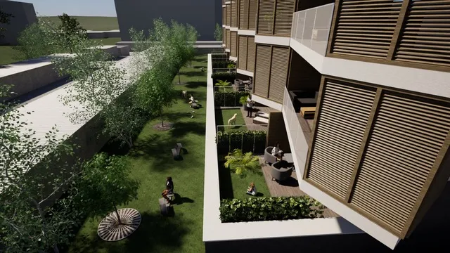 HARMONY Residence · Drevené tienenie balkónov